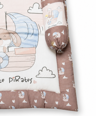 Portable Baby Mattress Set with Cute Pirates Rabbit Print for Comfortable and Safe Newborn Sleep