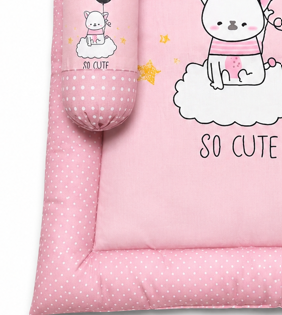 Bearbaby Infant Sleeping Mattress with Soft Pillow, Side Bolsters and Adorable Bunny Cloud Illustration