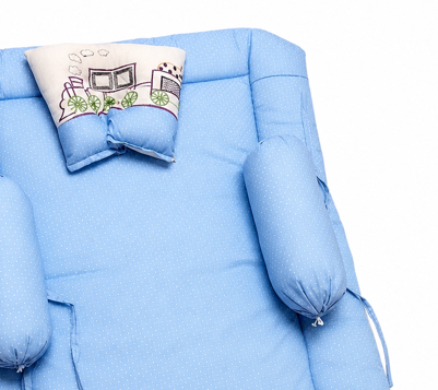 Portable Baby Mattress Set with Blue Cushioning, Pillow and Bolsters for Newborn Baby Comfort