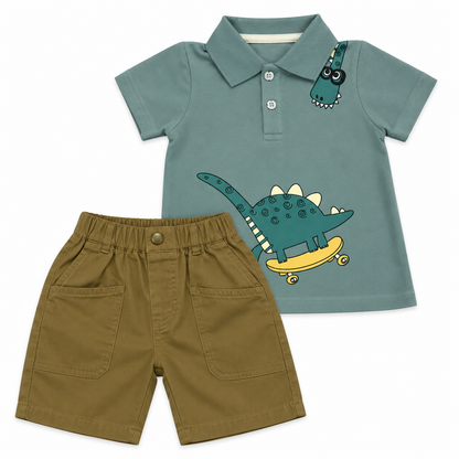 Bearbaby Boys Polo T-Shirt & Shorts Set – Casual Summer Outfit for Toddlers