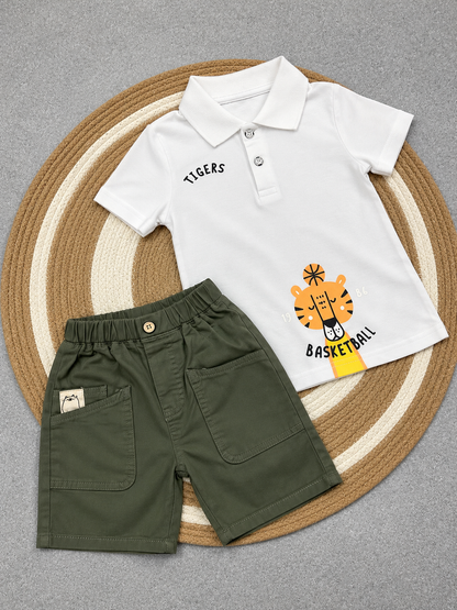 Bearbaby Boys Polo T-Shirt & Shorts Set – Casual Summer Outfit for Toddlers