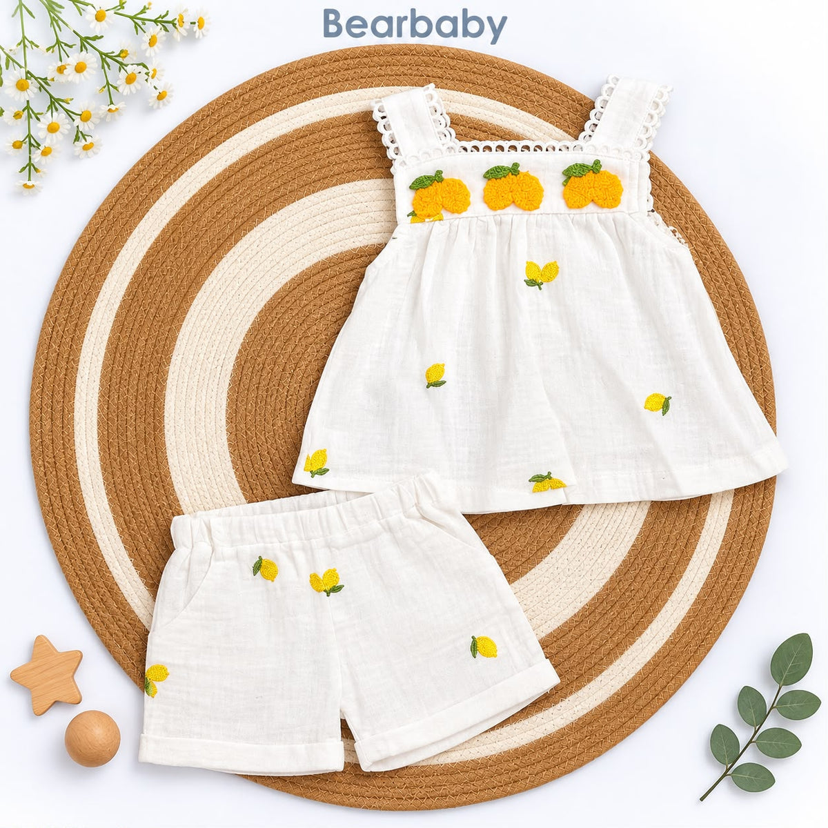 Bearbaby Yellow Lemon Baby Shirt & Shorts Set | 3M–18M--0