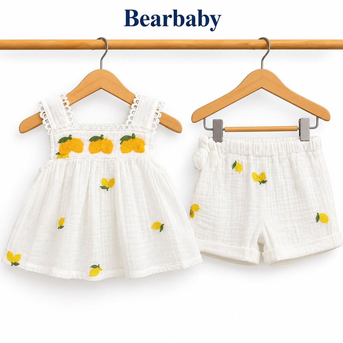 Bearbaby Yellow Lemon Baby Shirt & Shorts Set | 3M–18M--0