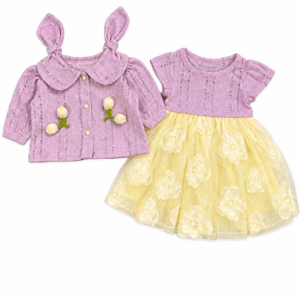 Bearbaby Pink Purple Pom Pom Baby Girls Party Dress | 9M-36M  --13