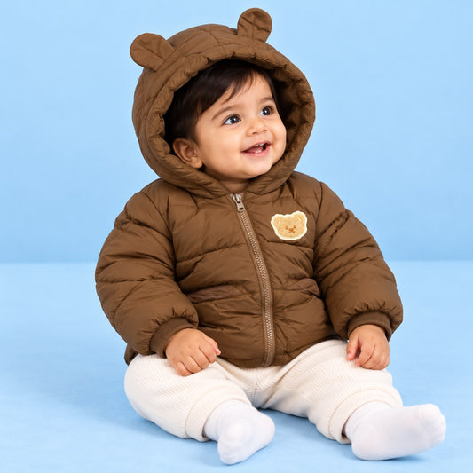 Bearbaby Baby Bear Ear Puffer Jacket | Hooded Padded Winter Jacket ---23