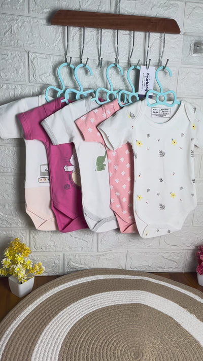 baby muslin rompars half sleeve bearbaby multi prints